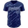 Custom Royal Light Blue-White Lightning Polka Dot Authentic Baseball Jersey