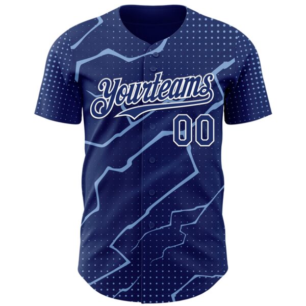 Custom Royal Light Blue-White Lightning Polka Dot Authentic Baseball Jersey