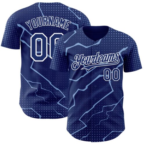 Custom Royal Light Blue-White Lightning Polka Dot Authentic Baseball Jersey