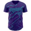 Custom Purple Aqua Lightning Polka Dot Authentic Baseball Jersey