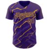 Custom Purple Gold Lightning Polka Dot Authentic Baseball Jersey