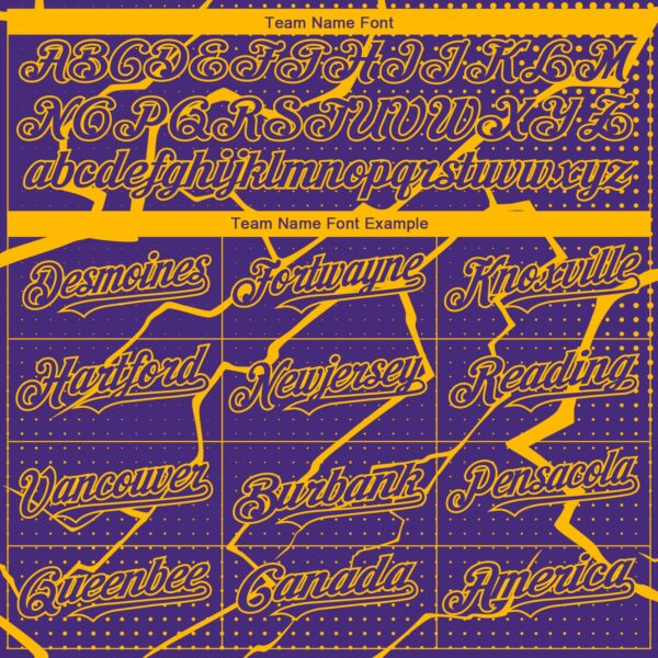 Custom Purple Gold Lightning Polka Dot Authentic Baseball Jersey