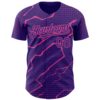 Custom Purple Pink Lightning Polka Dot Authentic Baseball Jersey