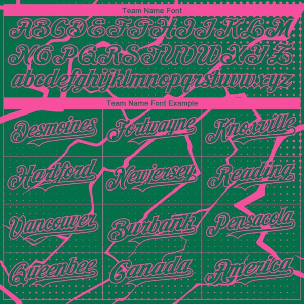 Custom Kelly Green Pink Lightning Polka Dot Authentic Baseball Jersey