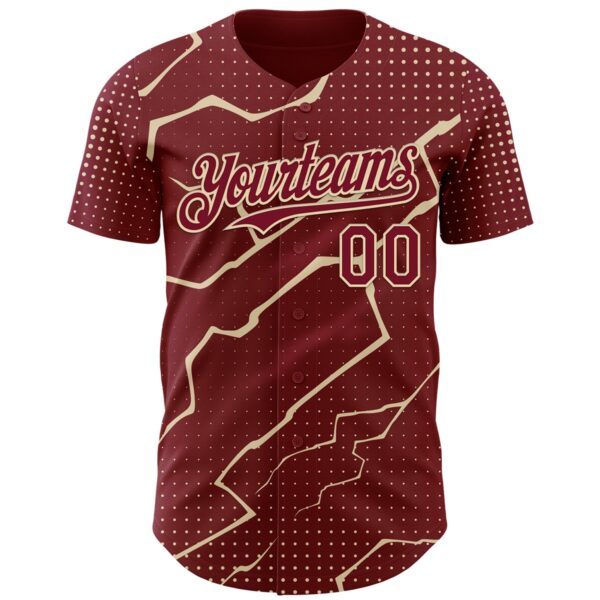 Custom Crimson Cream Lightning Polka Dot Authentic Baseball Jersey