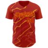 Custom Red Gold Lightning Polka Dot Authentic Baseball Jersey