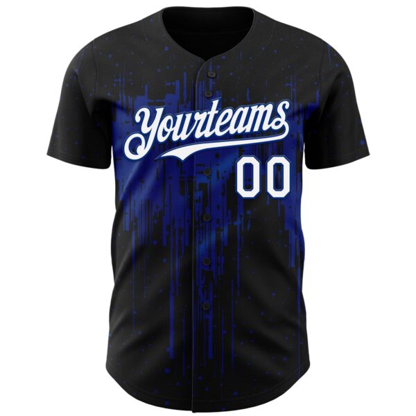 Custom Black White-Royal Dripping Splatter Paint Authentic Baseball Jersey