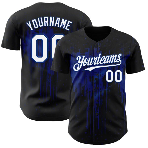 Custom Black White-Royal Dripping Splatter Paint Authentic Baseball Jersey