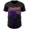 Custom Black Purple-Yellow Dripping Splatter Paint Authentic Baseball Jersey