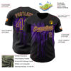 Custom Black Purple-Yellow Dripping Splatter Paint Authentic Baseball Jersey