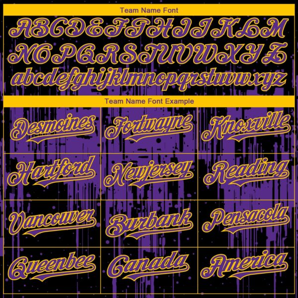Custom Black Purple-Yellow Dripping Splatter Paint Authentic Baseball Jersey