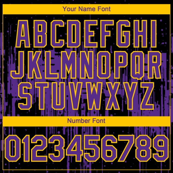 Custom Black Purple-Yellow Dripping Splatter Paint Authentic Baseball Jersey