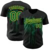 Custom Black Kelly Green-Yellow Dripping Splatter Paint Authentic Baseball Jersey