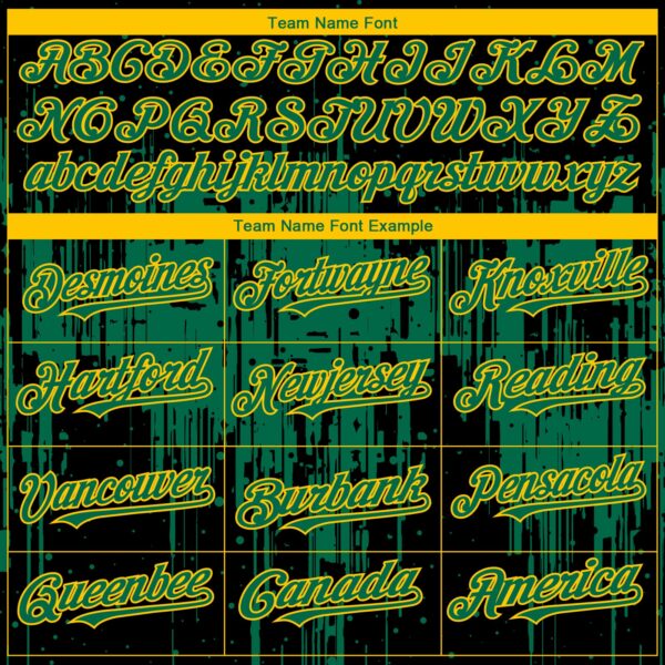 Custom Black Kelly Green-Yellow Dripping Splatter Paint Authentic Baseball Jersey