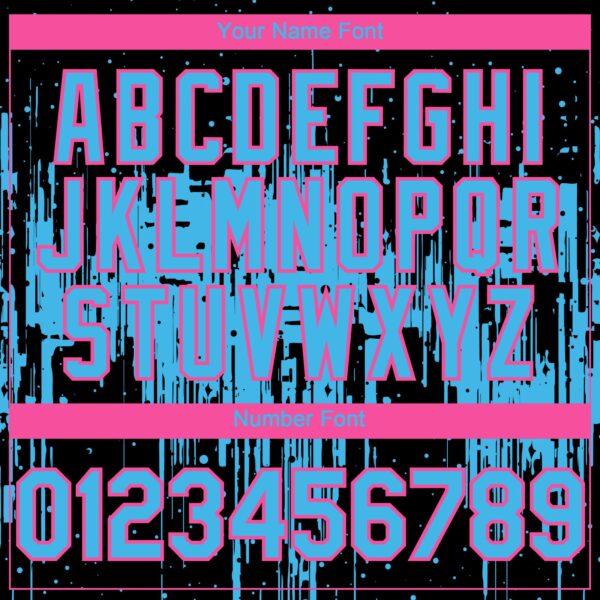 Custom Black Sky Blue-Pink Dripping Splatter Paint Authentic Baseball Jersey