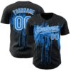 Custom Black Powder Blue-White Dripping Splatter Paint Authentic Baseball Jersey
