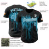 Custom Black Panther Blue-White Dripping Splatter Paint Authentic Baseball Jersey