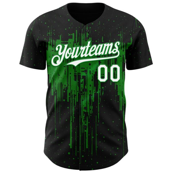 Custom Black White-Grass Green Dripping Splatter Paint Authentic Baseball Jersey