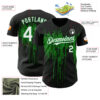 Custom Black White-Grass Green Dripping Splatter Paint Authentic Baseball Jersey