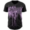 Custom Black Light Purple Dripping Splatter Paint Authentic Baseball Jersey
