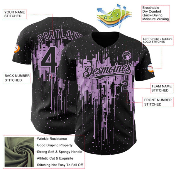 Custom Black Light Purple Dripping Splatter Paint Authentic Baseball Jersey