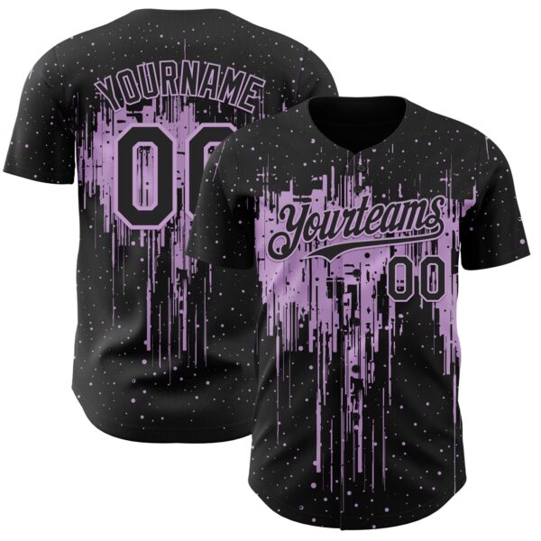 Custom Black Light Purple Dripping Splatter Paint Authentic Baseball Jersey