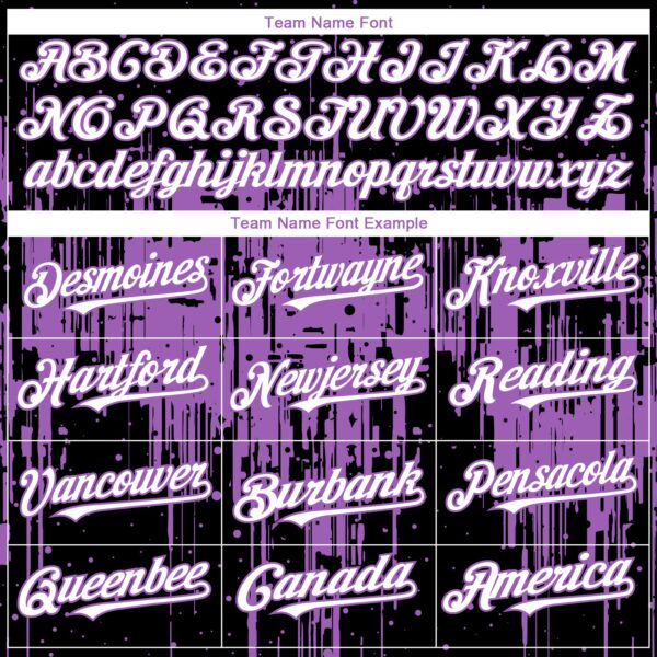 Custom Black White-Medium Purple Dripping Splatter Paint Authentic Baseball Jersey