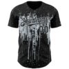 Custom Black Silver Dripping Splatter Paint Authentic Baseball Jersey