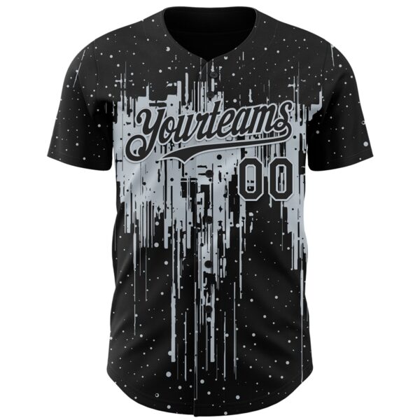 Custom Black Silver Dripping Splatter Paint Authentic Baseball Jersey