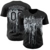 Custom Black Silver Dripping Splatter Paint Authentic Baseball Jersey