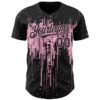 Custom Black Light Pink Dripping Splatter Paint Authentic Baseball Jersey