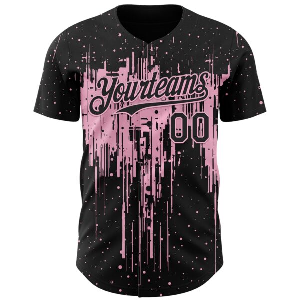 Custom Black Light Pink Dripping Splatter Paint Authentic Baseball Jersey