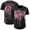 Custom Black Light Pink Dripping Splatter Paint Authentic Baseball Jersey