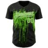 Custom Black Aurora Green-White Dripping Splatter Paint Authentic Baseball Jersey