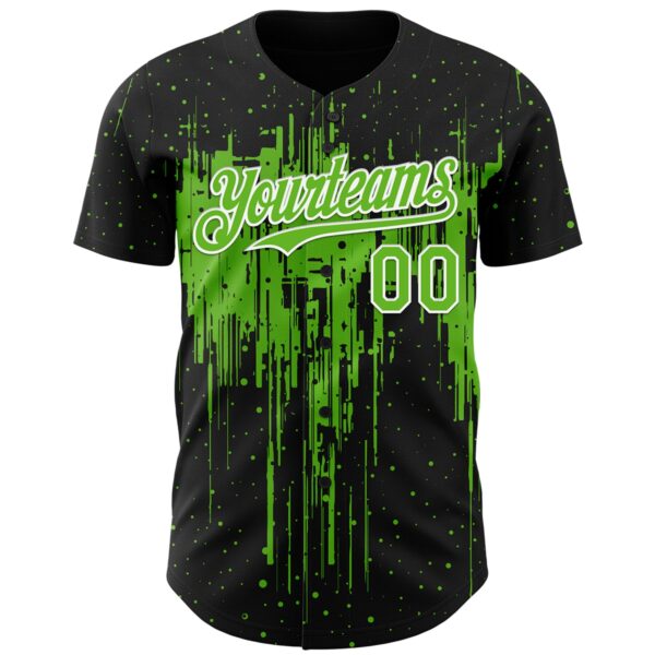 Custom Black Aurora Green-White Dripping Splatter Paint Authentic Baseball Jersey