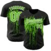 Custom Black Aurora Green-White Dripping Splatter Paint Authentic Baseball Jersey