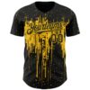 Custom Black Yellow Dripping Splatter Paint Authentic Baseball Jersey