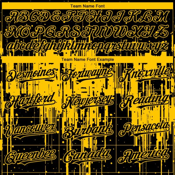 Custom Black Yellow Dripping Splatter Paint Authentic Baseball Jersey