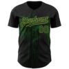 Custom Black Green-Old Gold Dripping Splatter Paint Authentic Baseball Jersey