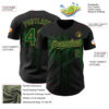 Custom Black Green-Old Gold Dripping Splatter Paint Authentic Baseball Jersey