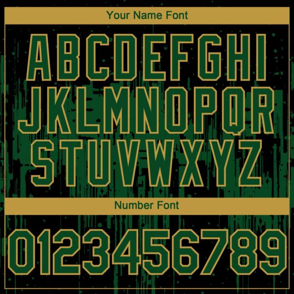 Custom Black Green-Old Gold Dripping Splatter Paint Authentic Baseball Jersey
