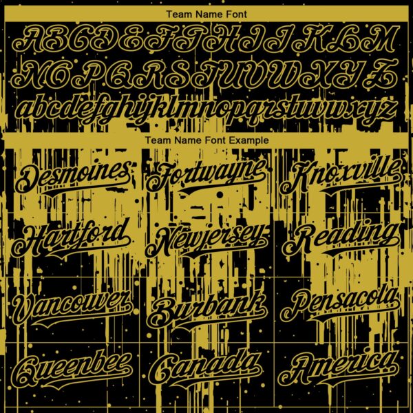 Custom Black Old Gold Dripping Splatter Paint Authentic Baseball Jersey