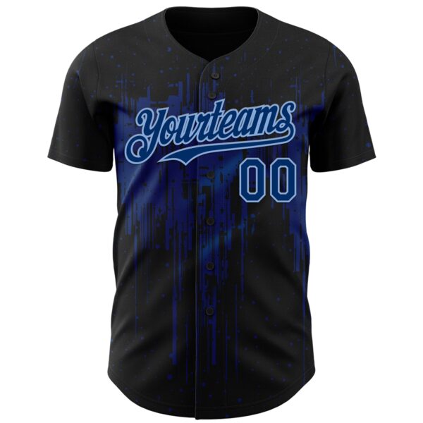 Custom Black US Navy Blue-Light Blue Dripping Splatter Paint Authentic Baseball Jersey