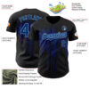 Custom Black US Navy Blue-Light Blue Dripping Splatter Paint Authentic Baseball Jersey