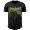 Custom Black Olive-Cream Dripping Splatter Paint Authentic Baseball Jersey