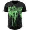 Custom Black Pea Green Dripping Splatter Paint Authentic Baseball Jersey