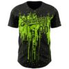 Custom Black Neon Green Dripping Splatter Paint Authentic Baseball Jersey