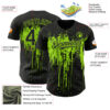 Custom Black Neon Green Dripping Splatter Paint Authentic Baseball Jersey