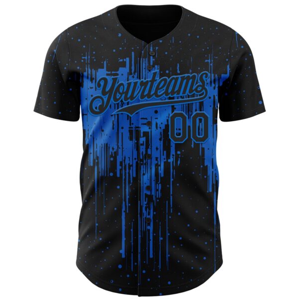 Custom Black Blue Dripping Splatter Paint Authentic Baseball Jersey