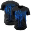 Custom Black Blue Dripping Splatter Paint Authentic Baseball Jersey